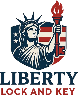 Liberty Lock & Key logo: the Statue of Liberty holding a key as a torch
